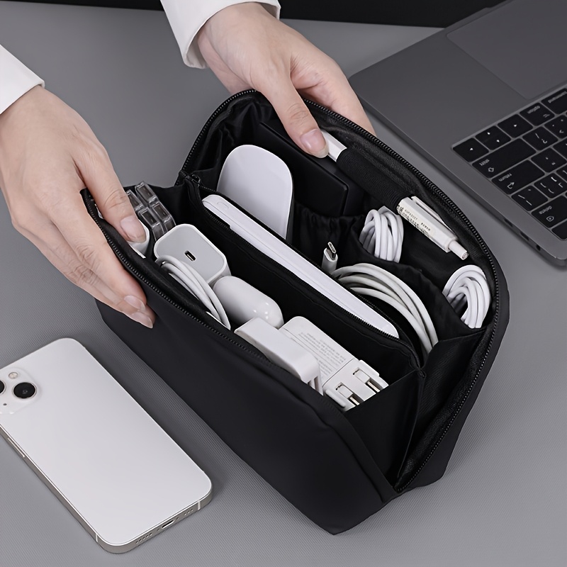 Tech Accessories Bag - Compartment Tech Organizer Pouch-Portable Electronics Storage