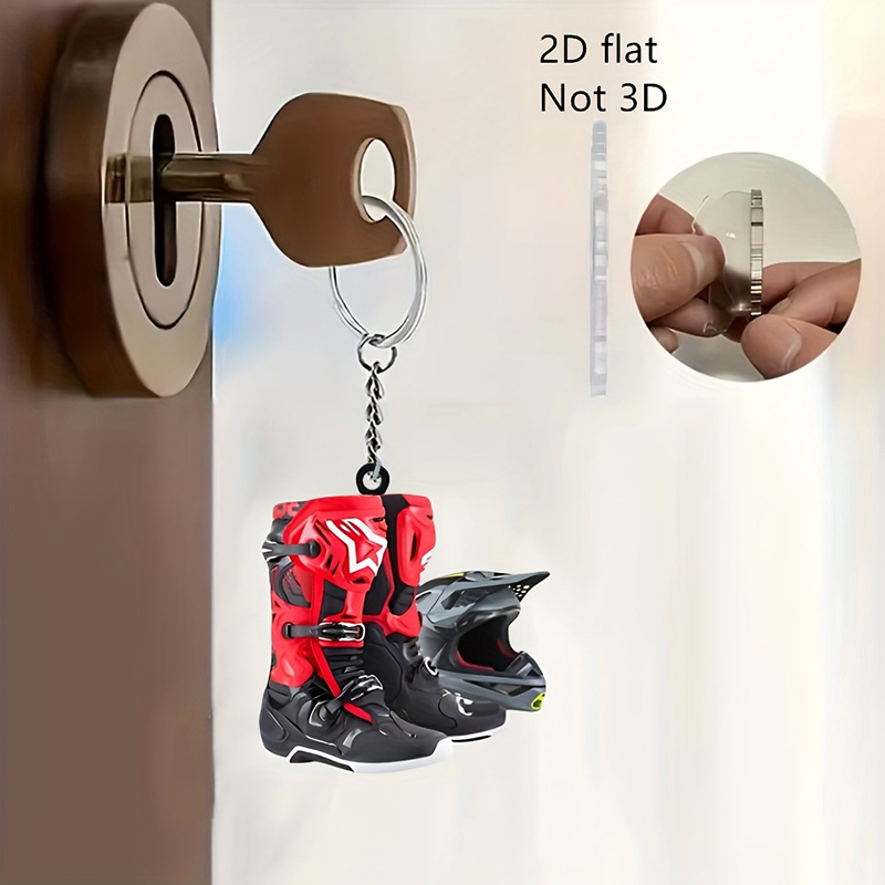 Tech Accessories Bag - 2PCS 2D Flat Motocross Keychain Motorcycle