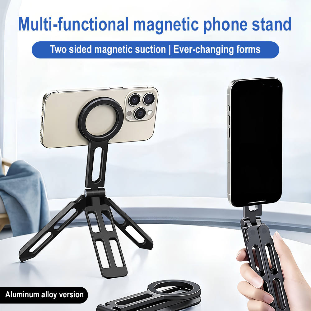 Phone Stand Aluminum - Magnetic Phone Holder Four-axis 360° Rotation