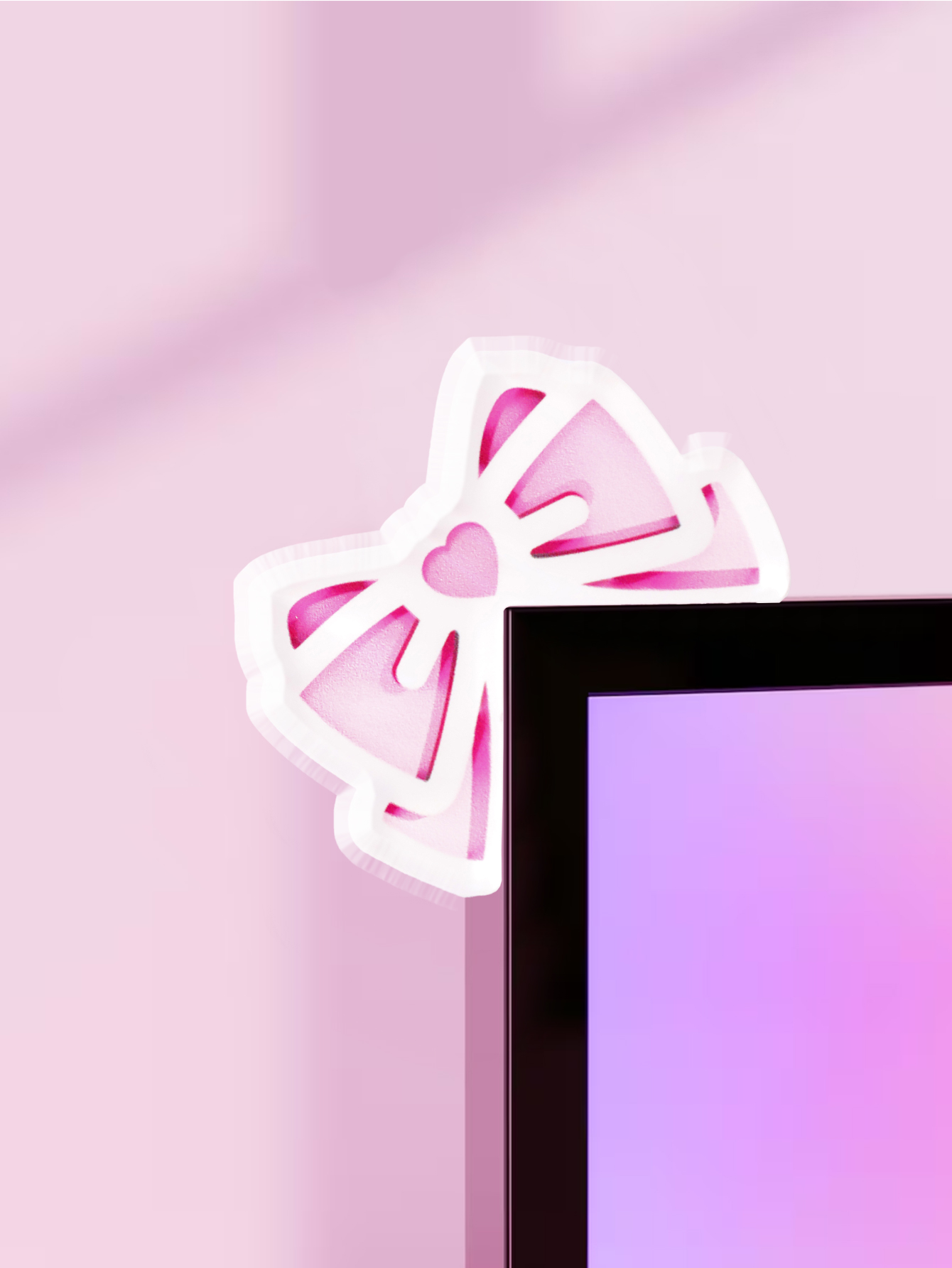 Kawaii Bow Monitor Decor Pink  - Tech Desktop Accessories recension och pris